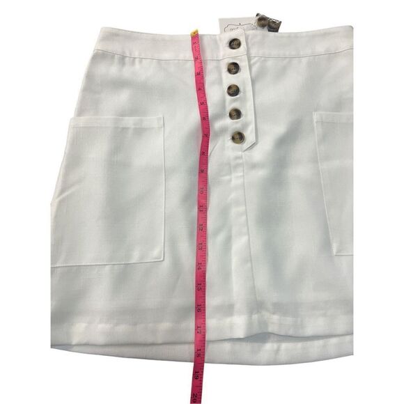 Mud pie white button up lightweight small skirt minimalist pockets new - Picture 4 of 5